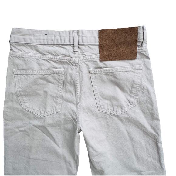 New Zara Cream Beige Wide Leg High Rise Denim Jeans Womens Sz 6 Boho - Picture 5 of 7